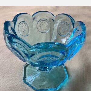 Antique Blue Accent Vase with Scalloped Rim